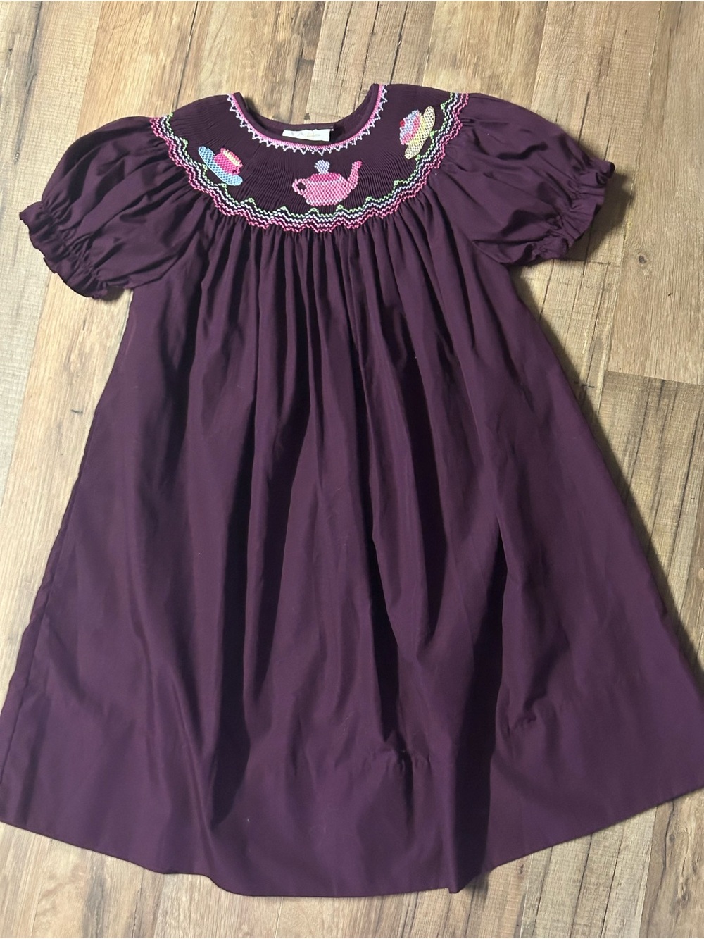 Rosalina Collections Smocked Dress 3t Teapot Cupcake Purple Tea Party Dress